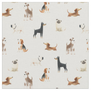Dog Breeds paws love Doggies Fabric