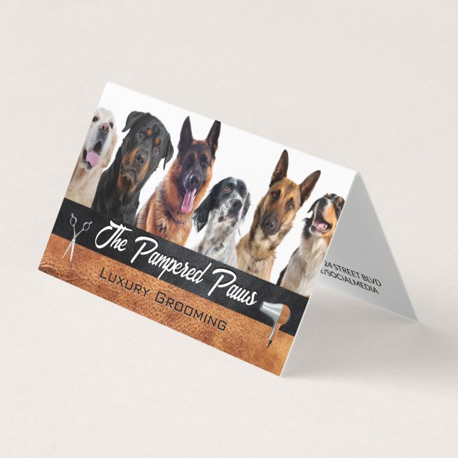 Dog Breeds | Pet Grooming Tools Business Card (Front)