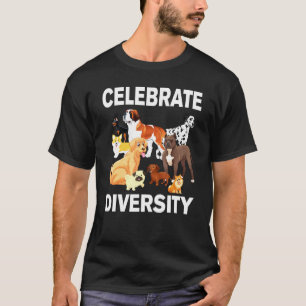 Dog Breeds Pug Corgi Golden Boxer Celebrate Divers T-Shirt