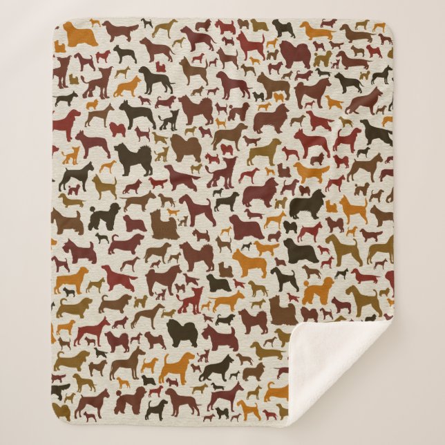 Dog breeds Silhouettes Pattern Sherpa Blanket (Front)