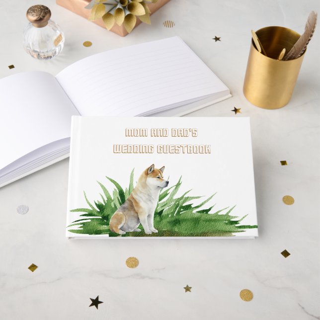 Dog Bride and Groom Pet Wedding Guest Book (Front Open)