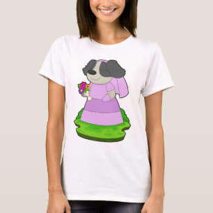 Dog Bride Bunch of flowers Wedding T-Shirt