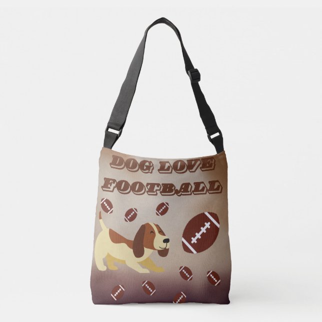 Dog Brown Football Funny Unique Art Fun Crossbody Bag (Front)