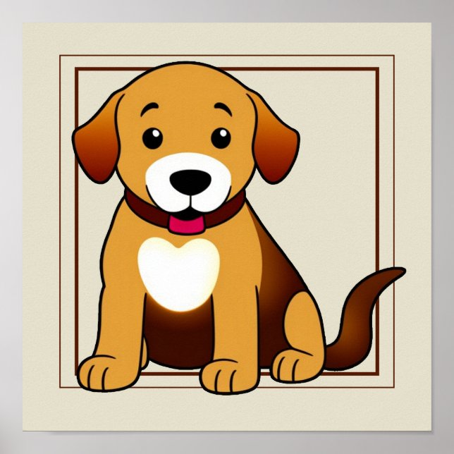 Dog Brown, sitting. Poster (Front)
