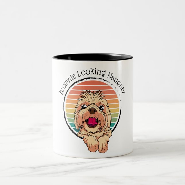 Dog Brownie Looking Naughty Two-Tone Coffee Mug (Center)