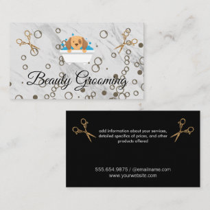 Dog Bubble Bath Scissors Business Card