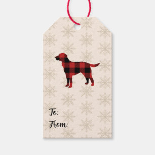 Dog Buffalo Check Gingham Snowflake Pattern Gift Tags