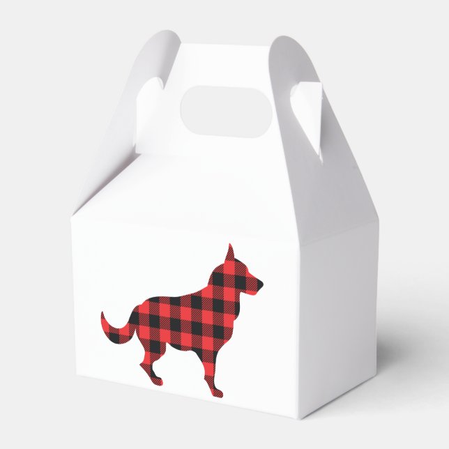 Dog Buffalo Plaid Design Favour Box (Front Side)