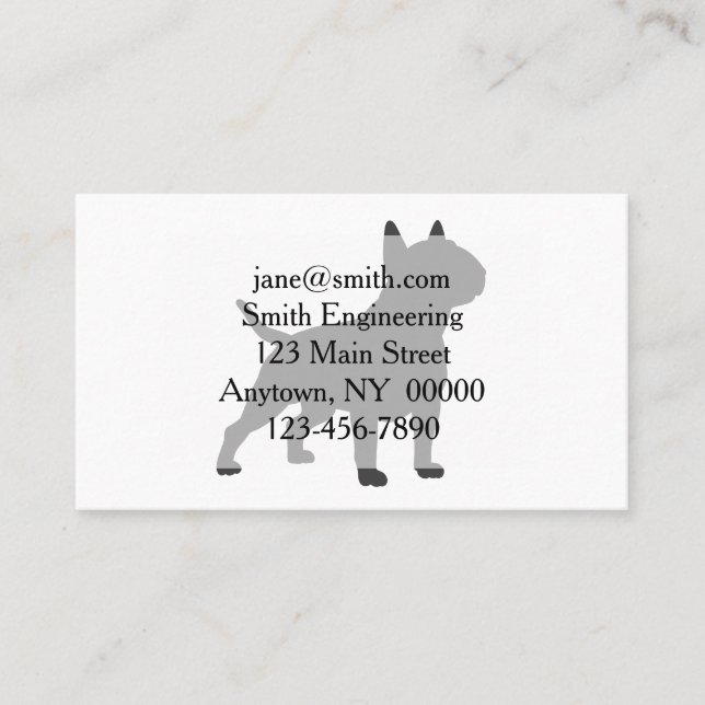 Dog Bull terrier black silhouette Business Card (Front)