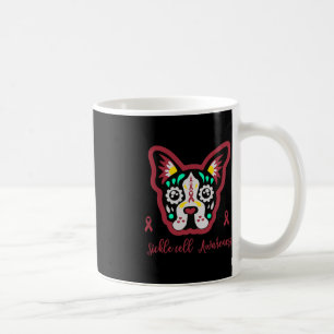 dog burgundy ribbon sickle cell awareness gift for coffee mug