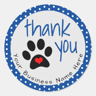 Dog Business | Blue Thank You Shopping Stickers