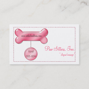 Dog Business Card :: Pink Dog Bone/Tag