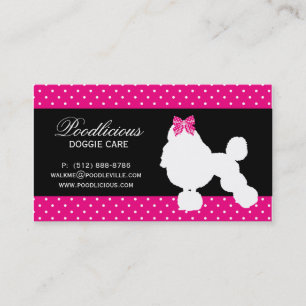 Dog Business Card Poodle Cute Polka Dot Pink