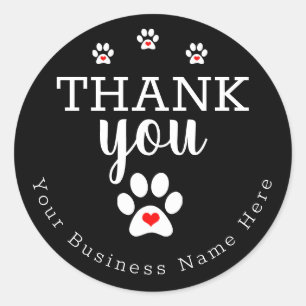Dog Business, Dog Paw Print Thank You Stickers