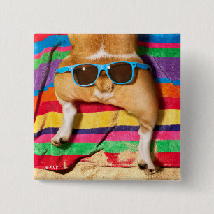 Dog Butt With Sunglasses 15 Cm Square Badge