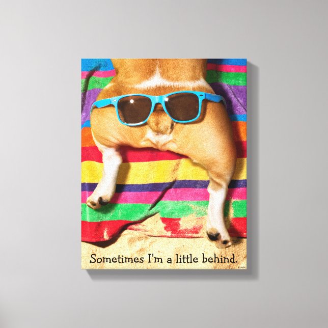 Dog Butt With Sunglasses Canvas Print (Front)