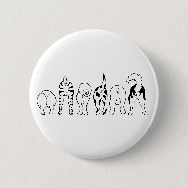 Dog Butts 6 Cm Round Badge (Front)
