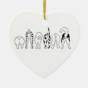Dog Butts Ceramic Tree Decoration