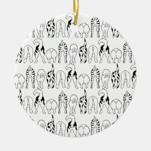 Dog Butts Pattern Ceramic Tree Decoration