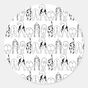 Dog Butts Pattern Classic Round Sticker
