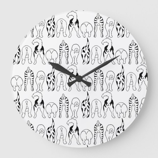 Dog Butts Pattern Large Clock (Front)