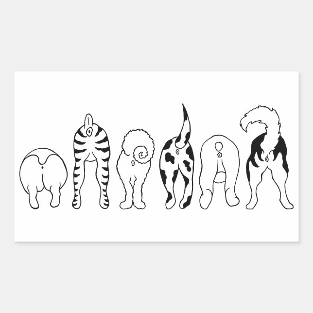 Dog Butts Rectangular Sticker (Front)
