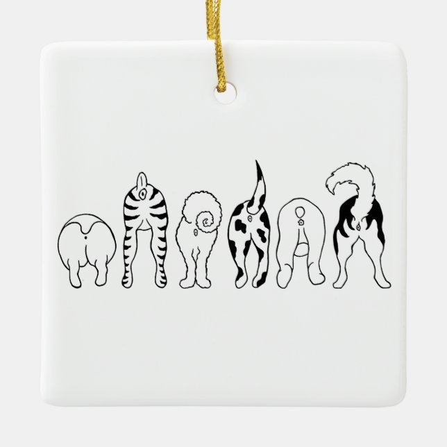Dog Butts - Square Ornament (Front)