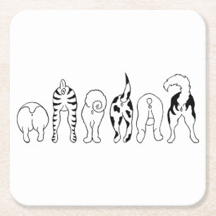Dog Butts Square Paper Coaster