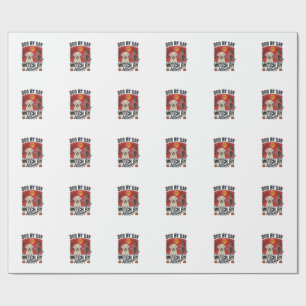 Dog By Day Witch By Night Vintage Halloween Dog De Wrapping Paper