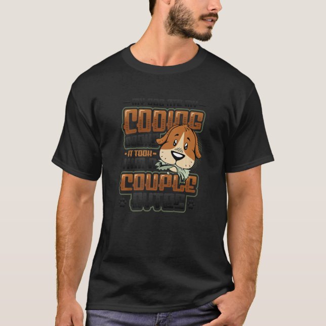 Dog Bytes Code Computer Joke Programming   T-Shirt (Front)