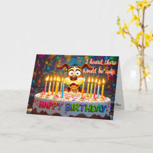 Dog Cake Card Cute Chaotic Party Happy Birthday