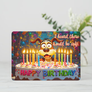Dog Cake Card Cute Chaotic Party Happy Birthday