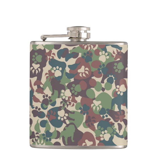 Dog Camouflage Pattern Hip Flask (Front)