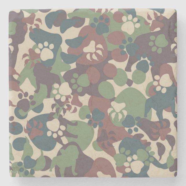 Dog Camouflage Pattern Stone Coaster (Front)