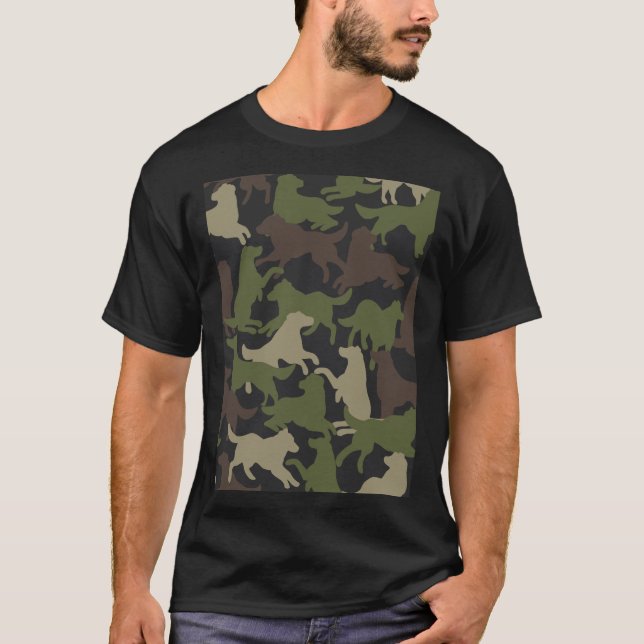 Dog Camouflage Retriever Labrador Camo Pattern For T-Shirt (Front)