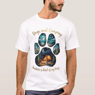 Dog Camping Paw Print T-Shirt for Dog Lovers