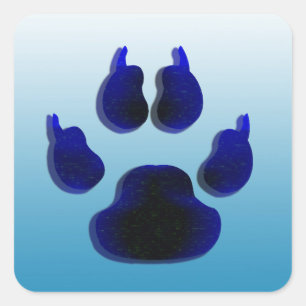 Dog Canine Paw Print  Blue Stickers