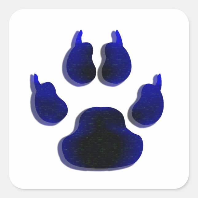 Dog Canine Paw Print  Blue Stickers (Front)
