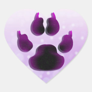 Dog Canine Paw Print  Purple Stickers