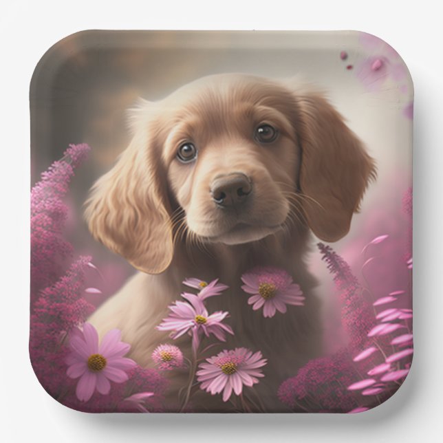Dog cardboard plates Flower (Front)