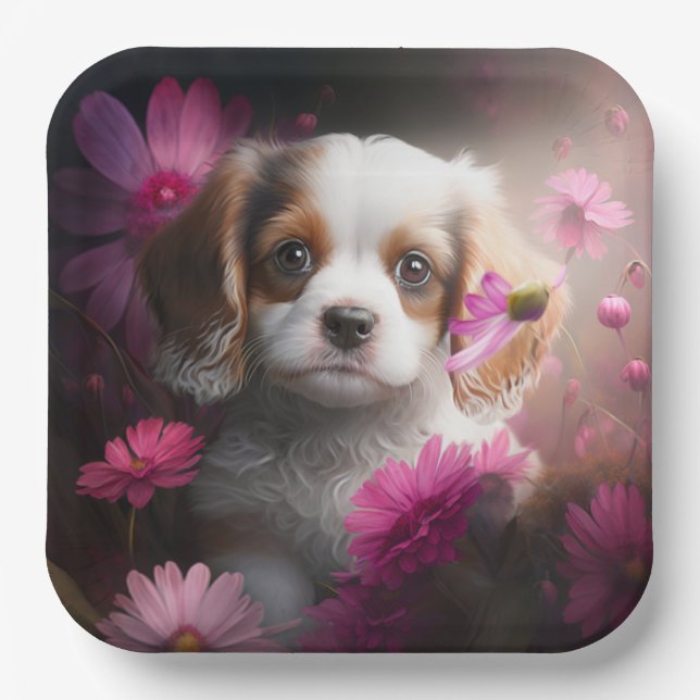 Dog cardboard plates Flower (Front)