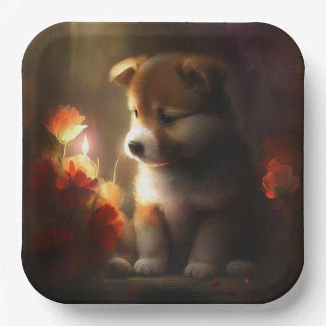 Dog cardboard plates Flower (Front)