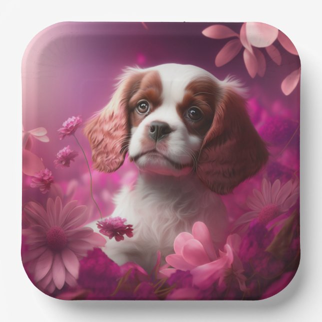 Dog cardboard plates Flower (Front)