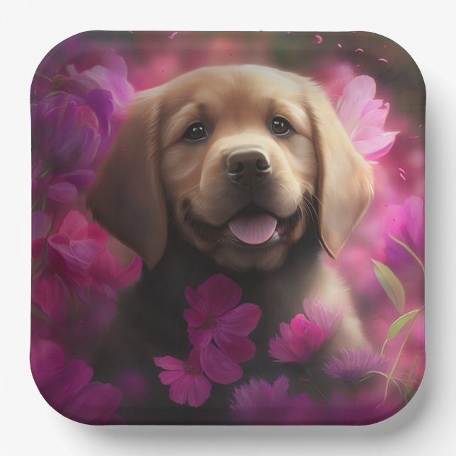 Dog cardboard plates Flower (Front)