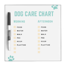 Dog Care Chart, Puppy Chore Chart, Dry Erase Board