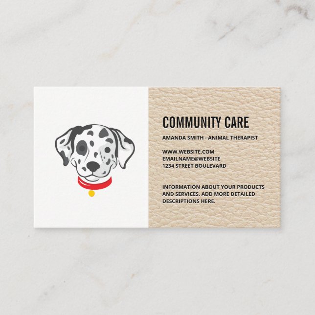 Dog Care | Cute Doggy Dalmatian Business Card (Front)