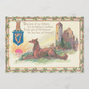 Dog Castle Harp of Erin Shamrocks Invitation