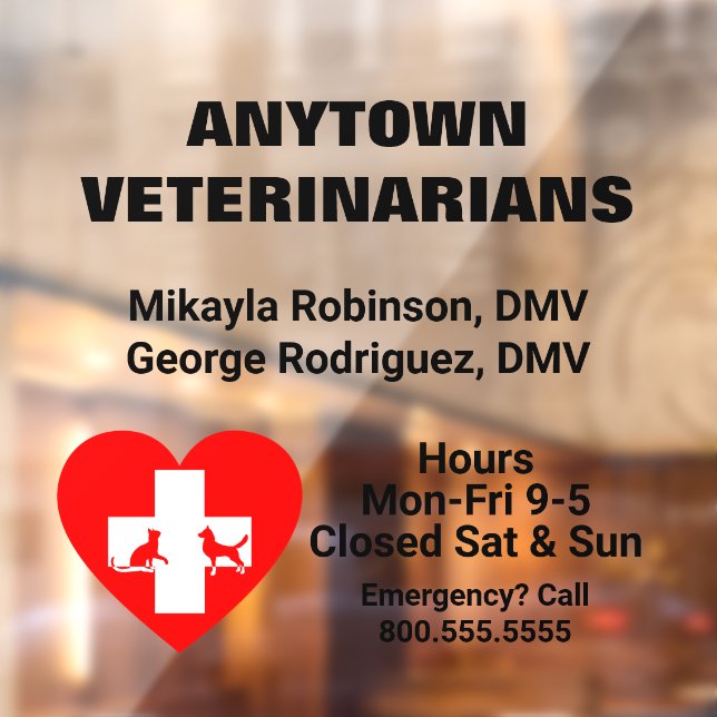 Dog Cat and Red Heart Veterinarian Window Cling (Sheet 2)