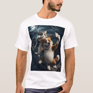 Dog, cat and selfie. T-Shirt