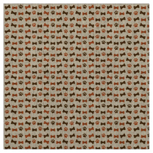 Dog Cat Animal Paw Print Bones Bow-Ties Pattern Fabric